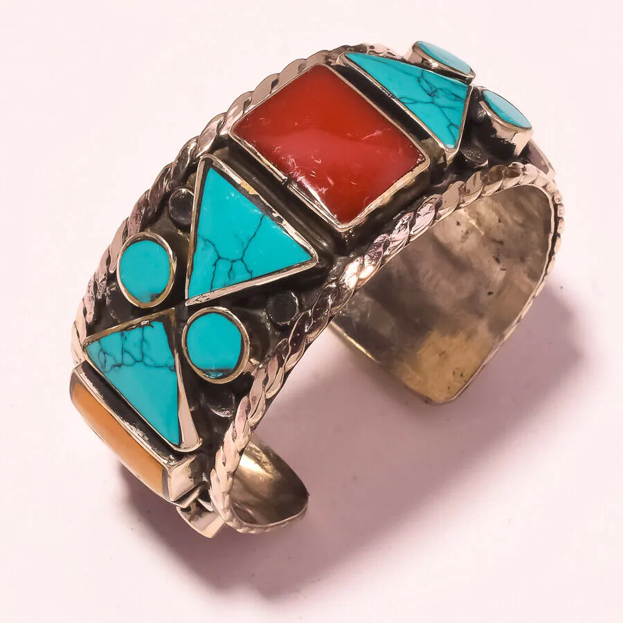 Wide Turquoise Nepal Cuff Bracelet