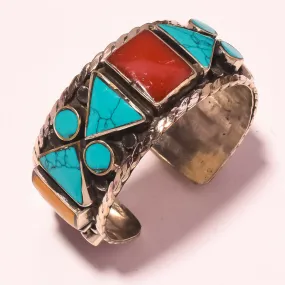 Wide Turquoise Nepal Cuff Bracelet